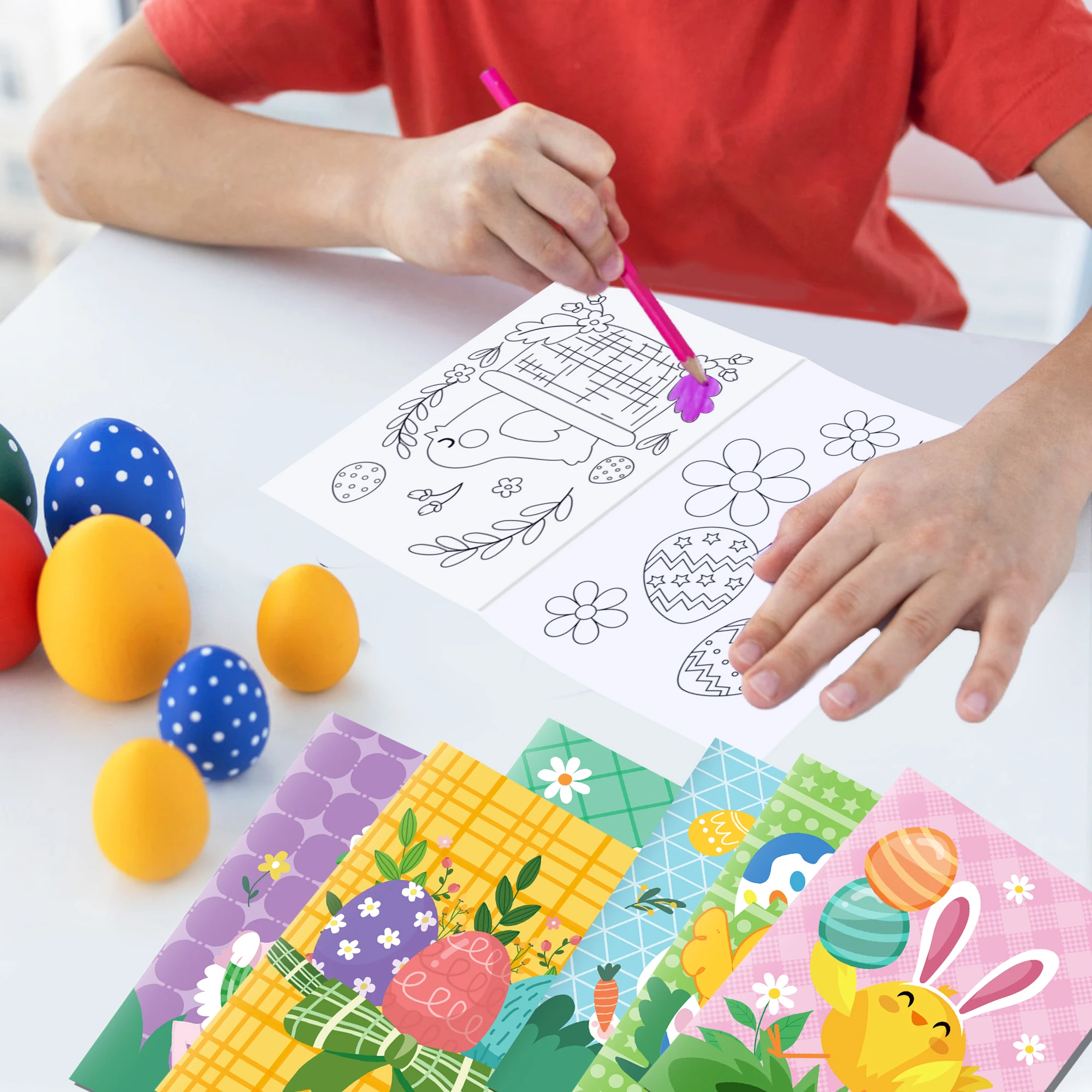 12pcs Happy Easter Day Cartoon Rabbit Easter Egg Graffiti Drawing Painting Books DIY Coloring Picture Book Birthday Party Gifts