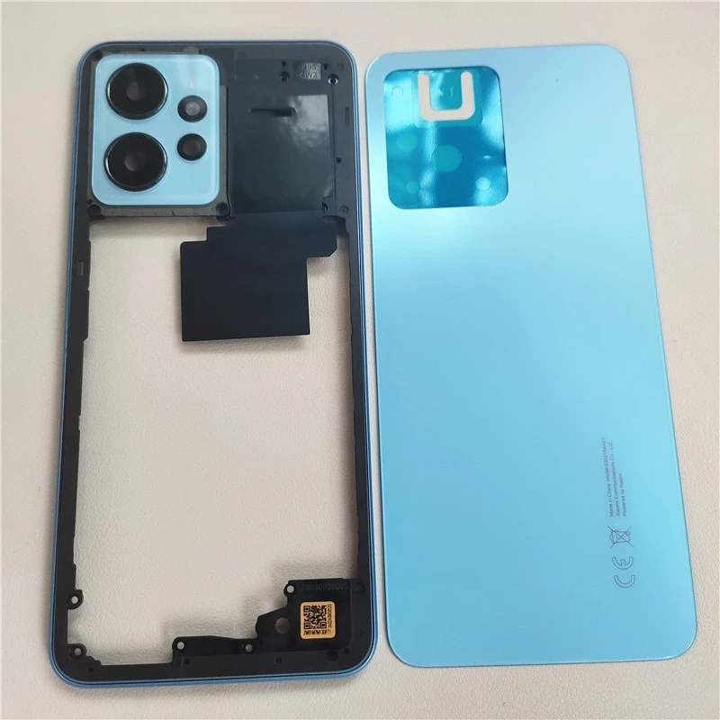 Full Housing For Redmi Note 12 4G Battery Back Cover + Middle Frame Case Panel Lid Rear Door With Camera Lens