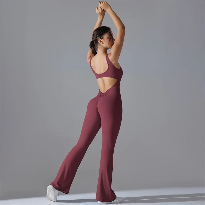 Monos sexis con espalda descubierta para mujer, monos deportivos con realce, pelele de entrenamiento para mujer, monos de una pieza para Fitness, traje de gimnasio, ropa deportiva