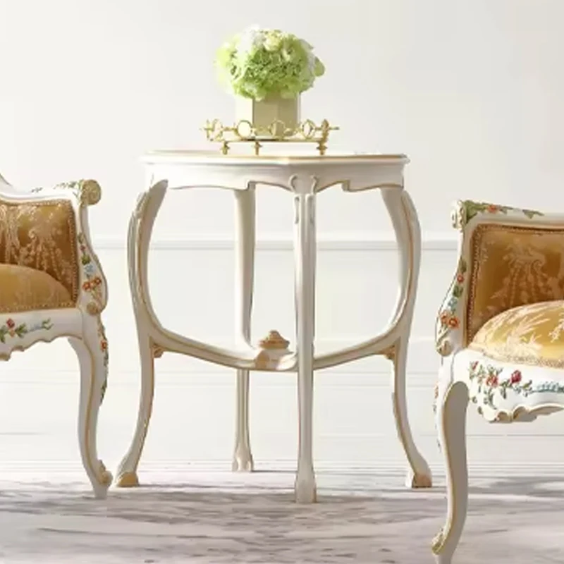 ！@French Style Home Furniture Side Coffee Table Design for Home and Hotel Classical Solid Wood Side Table