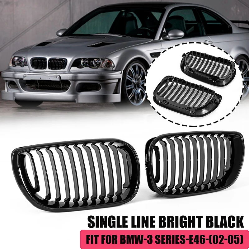 

Front Bumper Kidney Hood Grilles Grills M Style Fit For BMW 3-series E46 4Door 2002-2005 325Ci 328i 330Ci 2Dr 1999-2002