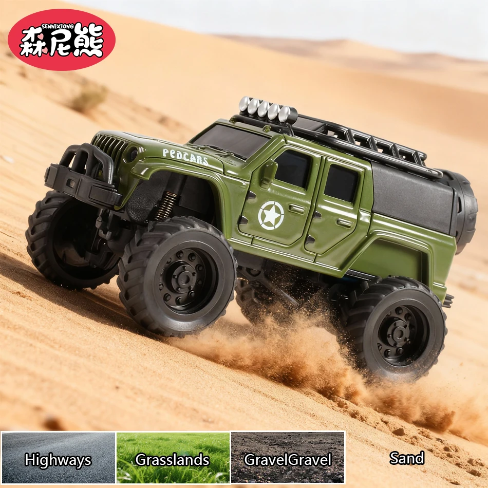 SENNIXIONG 1:64 MINI Alloy Electric Remote Control All Terrain Vehicle Light Climbing Truck Toy for Children Gift