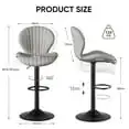 Chaises de Bar à Comcussion Modernes avec Mid Ba et Siège Réglable, Gris, Lot de 3