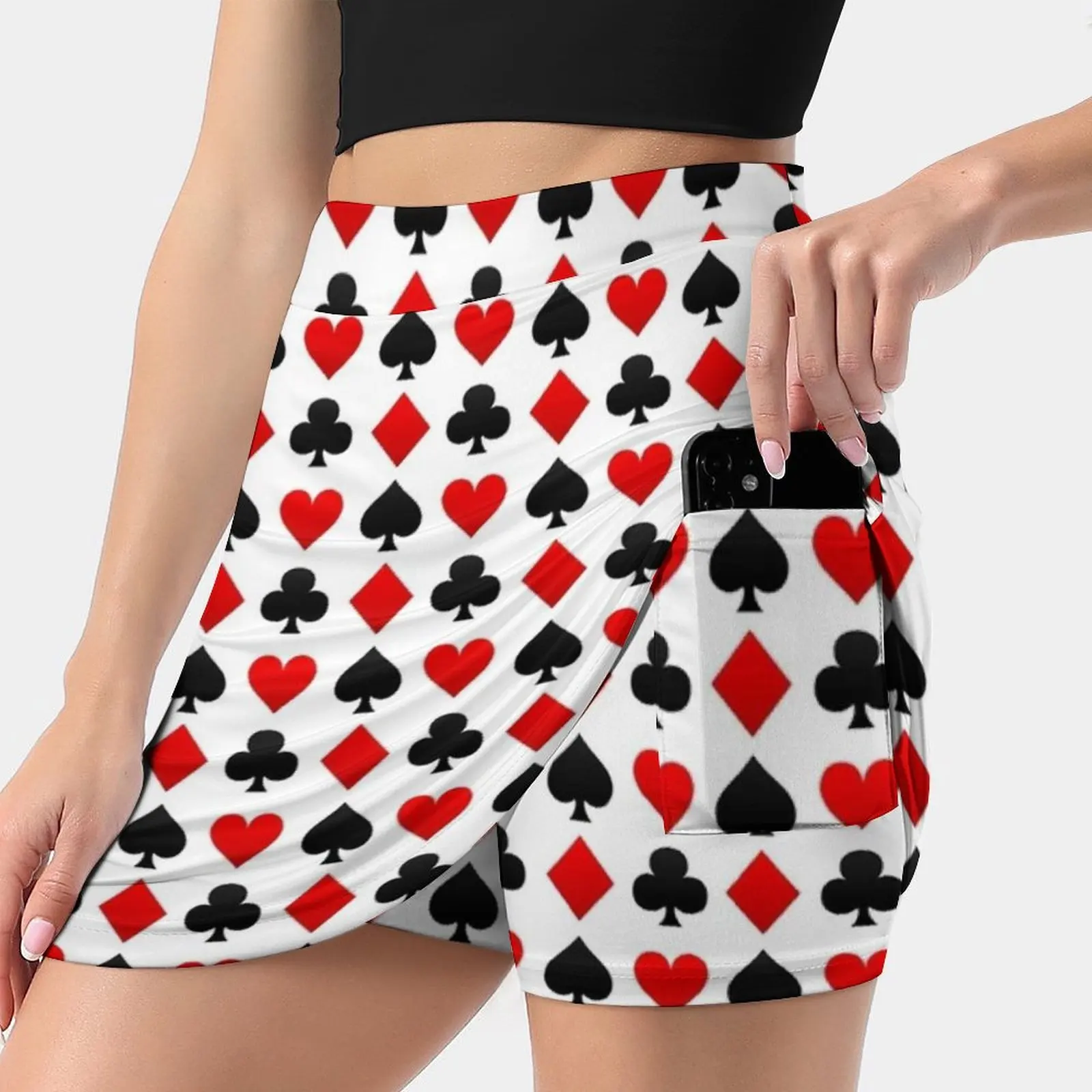 Playing Card Suits Women's skirt Sport Skort Skirt With Pocket Fashion Korean Style Skirt 4Xl Skirts Suits Playing Pattern