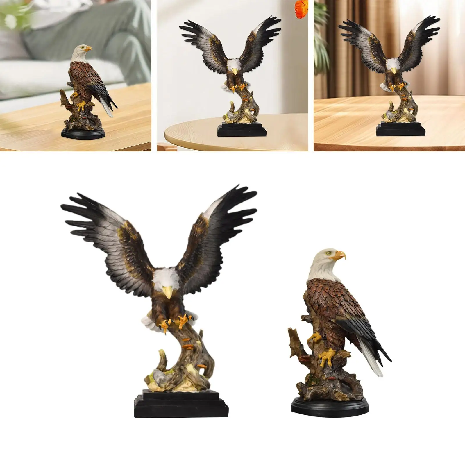 

Eagle Statue Home Artwork Table Centerpiece Bird Resin Sculpture Desk Figurine for Office Hotel Father Living Room Collection