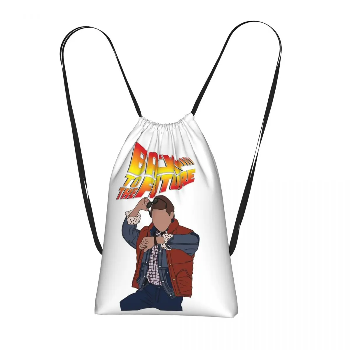 Back To The Future Marty McFly Drawstring Backpack hiking cycling Bag Lightweight Foldable Storage Drawstring Bag for Men Women