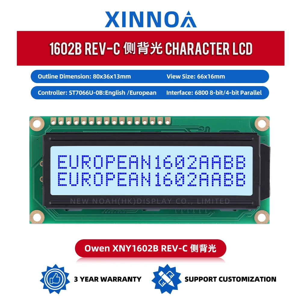 European Gray Film Blue Letters 1602B REV.C Side Backlight Mega2560 16PIN Standard Interface 162 Industrial Grade LCD Screen