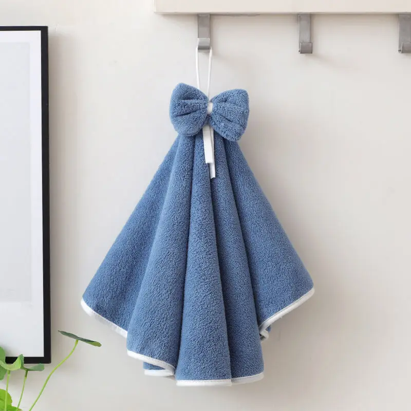 Hand Towel Bow Cute Kawaii Shower Bathroom Kitchen Quick Dry Water Absorbent Girls Hair Coral Velvet Thicken with Handle Clean