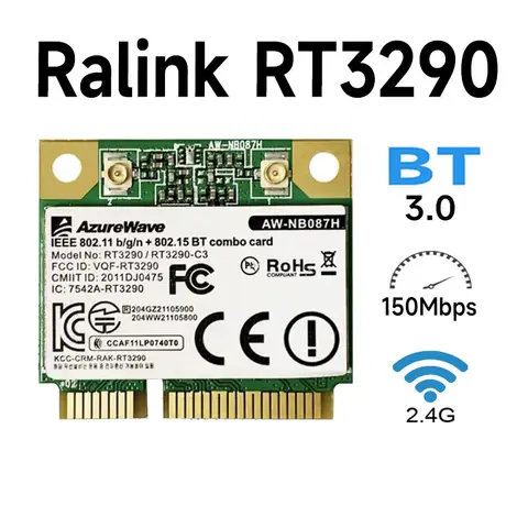 AW-NB087H AzureWave Ralink RT3290 Chipset IEEE 802.11 b/g/n 150 mb/s z Bluetooth 3.0HS pół rozmiaru karta Wi-Fi MINI PCIe WLAN