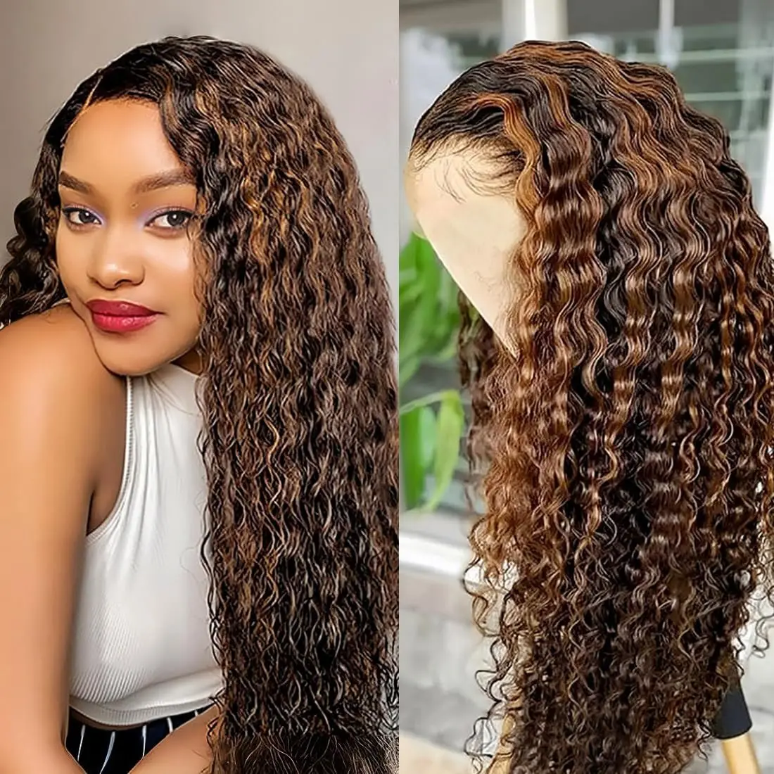 5 × 5 Diepe Golf Kant Voorkant Pruiken Menselijk Haar 4/27 Transparant Menselijk Haar Pruiken Pre Geplukte Pruiken Voor Vrouwen