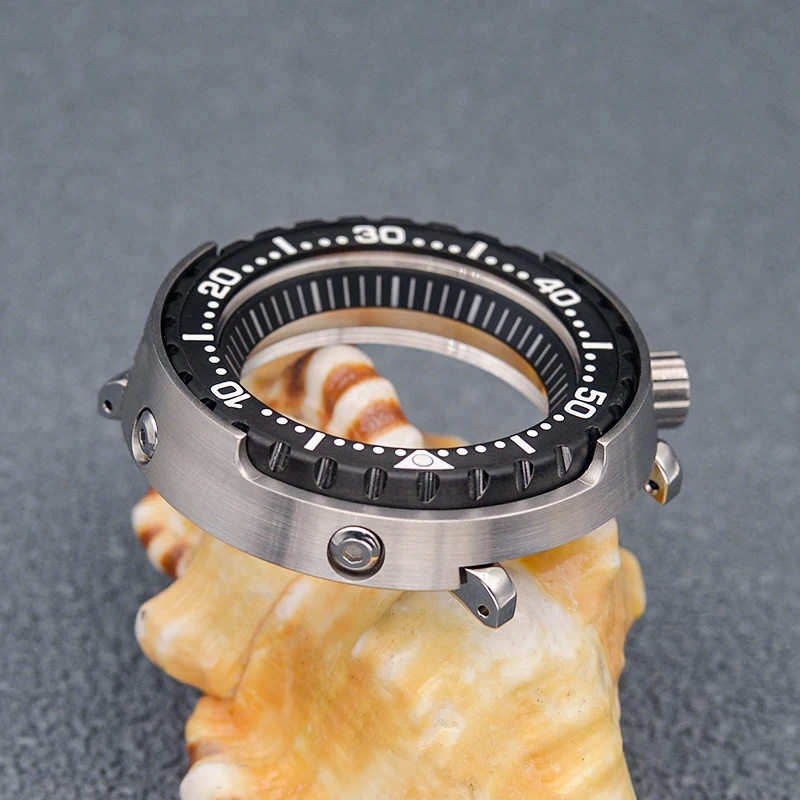 Cajas de reloj de atún enlatado para hombre, cristal de zafiro, relojes mecánicos, cubierta trasera inferior transparente para movimiento NH35, caja de reloj de buceo