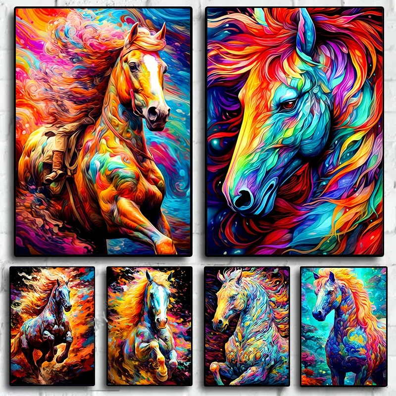 مخدر الحصان الملصقات يطبع الرسم على لوحات القماش الجدارية صور لغرفة المعيشة ديكور المنزل #1