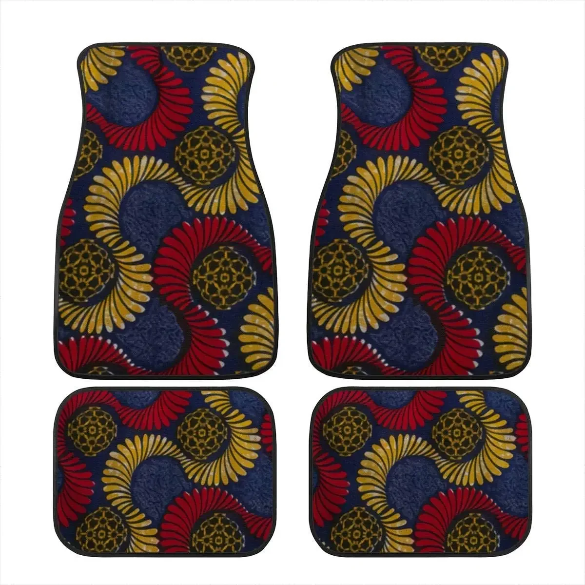 Universal Abstract Ethnic Geometric Design Car Floor Mats Carpet, Set of 4, Fit for Suvs,Vans,Sedans,Trucks