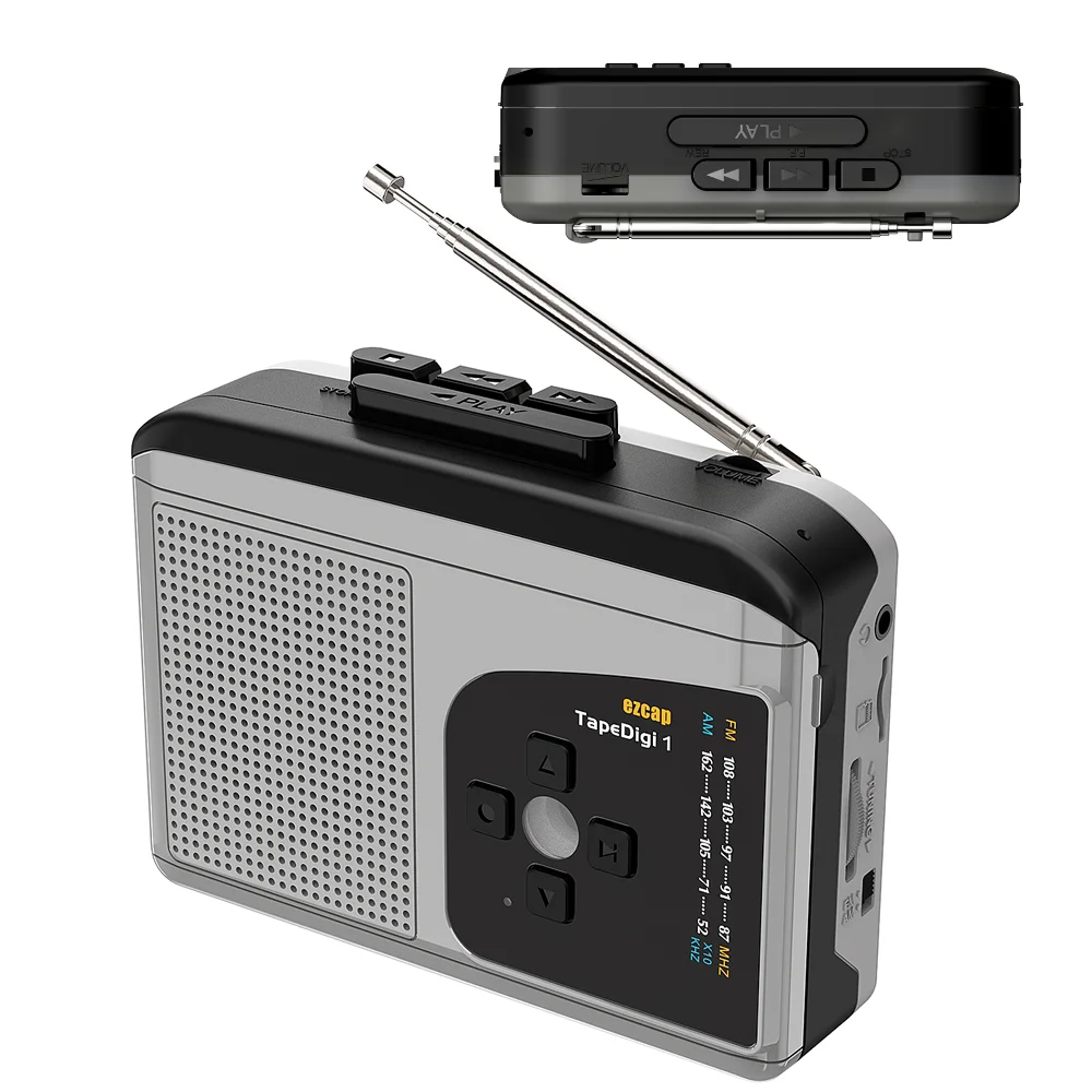 

Портативный кассетный плеер 234 с AM/FM-радио, конвертером кассет в MP3, диктофоном, встроенным динамиком и разъемом для наушников