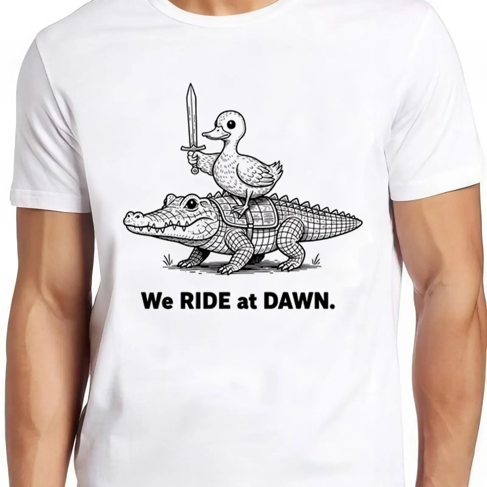 We Ride at Dawn Silly Goose Alligator Ren Faire Cute Crocodile T Shirt 6036 vintage Washed Breathable Versatile Comfortable