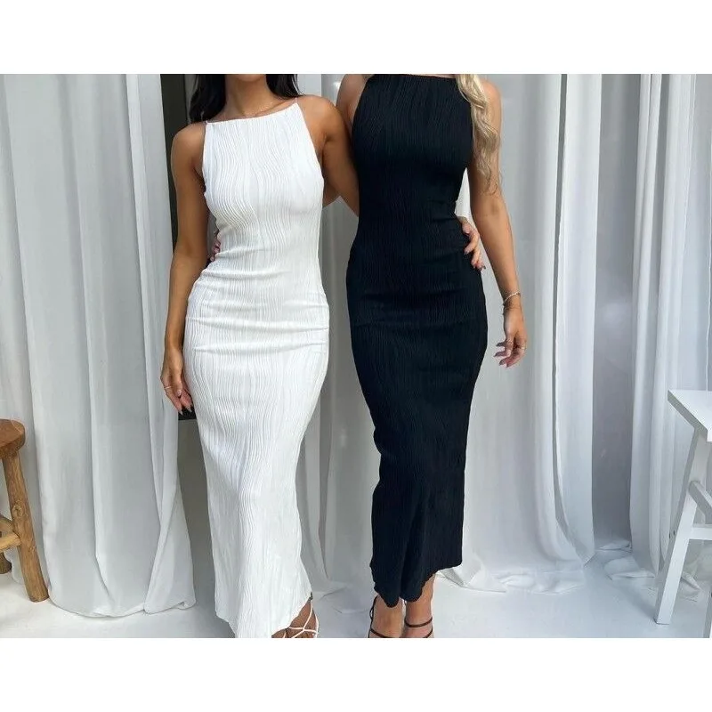 

2025 Summer New Suspender Long Dress Fashionable Sleeveless Skirt Slim Dress