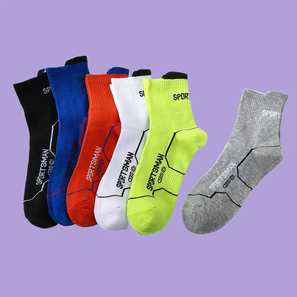 Meias Esportivas Mid-Calf Desodorante Absorvente de Suor Masculino, Meias Atléticas, Alta Qualidade, Corrida, Ciclismo, Fitness, 5 Pares