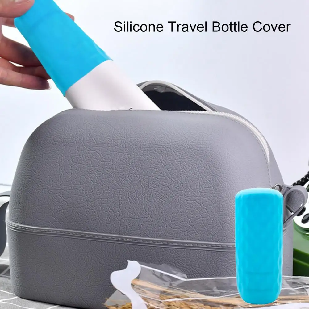 Silicone Bottle Protector Leak Proof Silicone Bottle Sleeve for Travel Toiletries High Elastic Stretchable Portable Liquid Spill