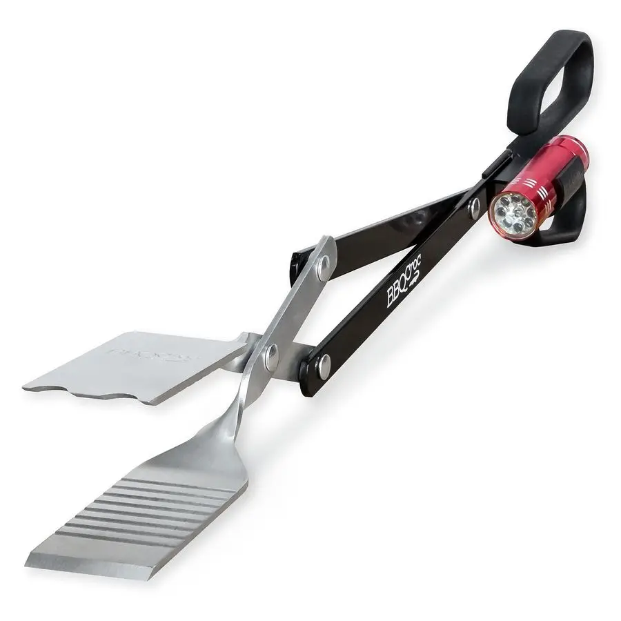 

Набор для барбекю 3-в-1: 21-дюймовые сверхлегкие и удлиненные щипцы, лопатка и скребок для гриля, черный, 21 дюйм с фонариком