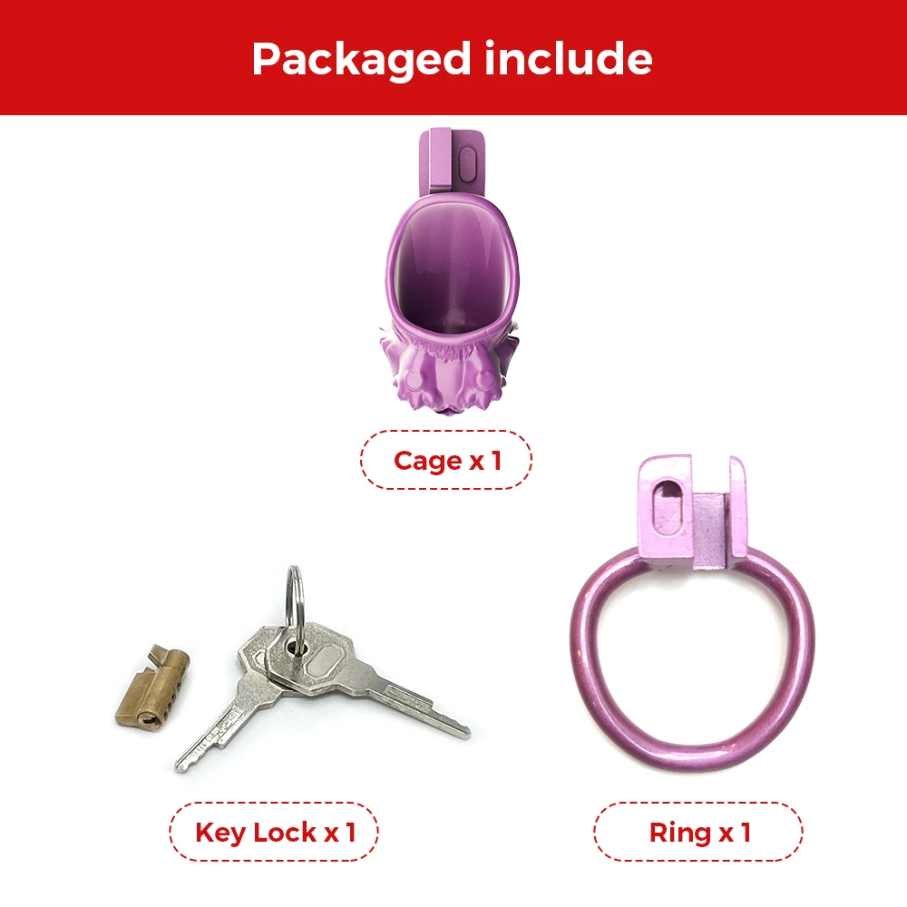 Purple Kitty Cat Chastity Cage Devices Cock Cage with Stealth Lock Ring with Stealth Lock Ring Sex Tool For Men Adult Sex Toys