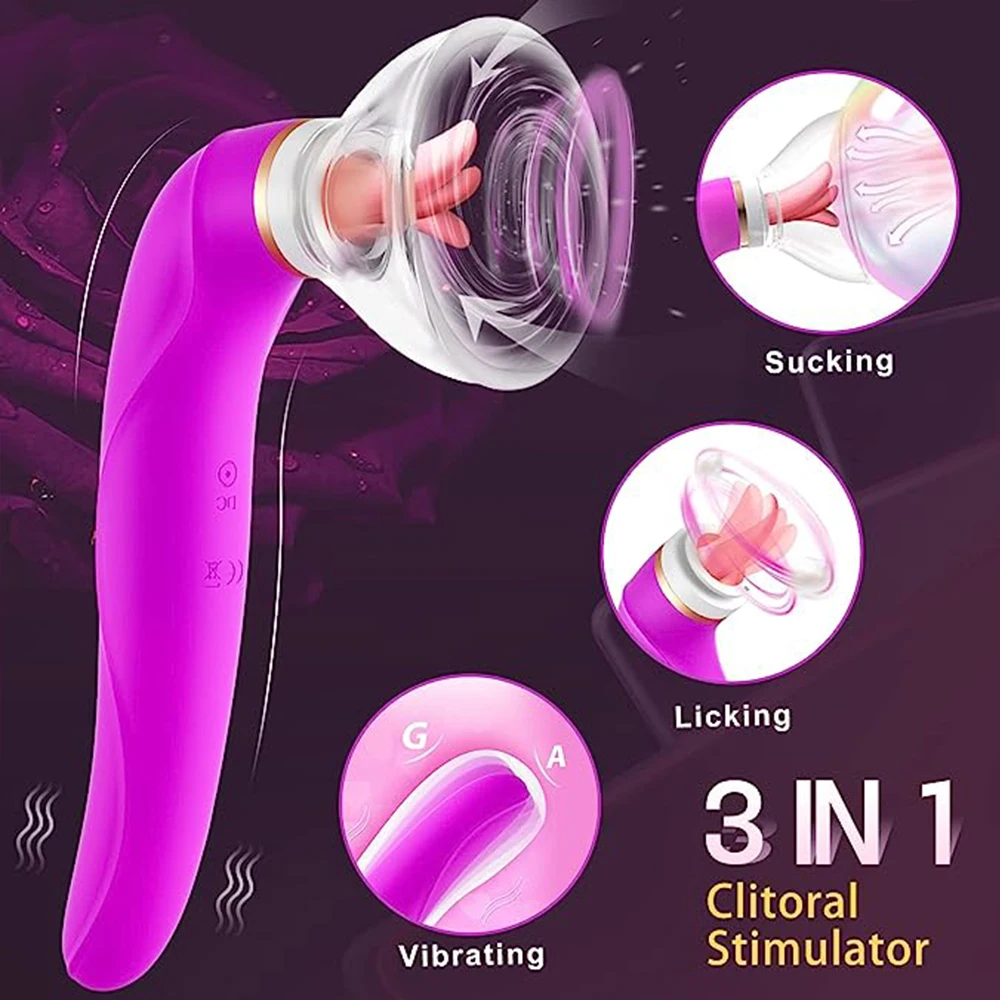 Realistic Pussy Sucking Dildo Vibrator Sex Toys for Woman Masturbator Licking Tongue Clitoris Stimulator Breast Nipple Pump Toys