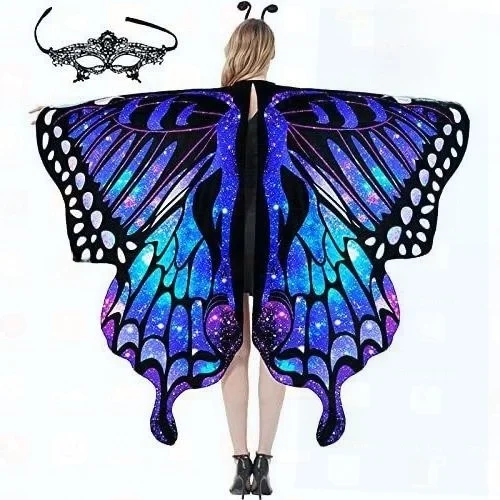   Costume de spectacle pour femmes, poinçon aux ailes adient, Cape rotative d'halloween, Costume de scène de décoration