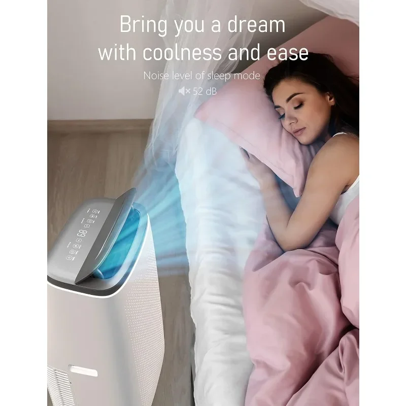 ポータブルルームエアコン,統合除湿機,ファン,スリープモード,リモコン付き,再利用可能なフィルター