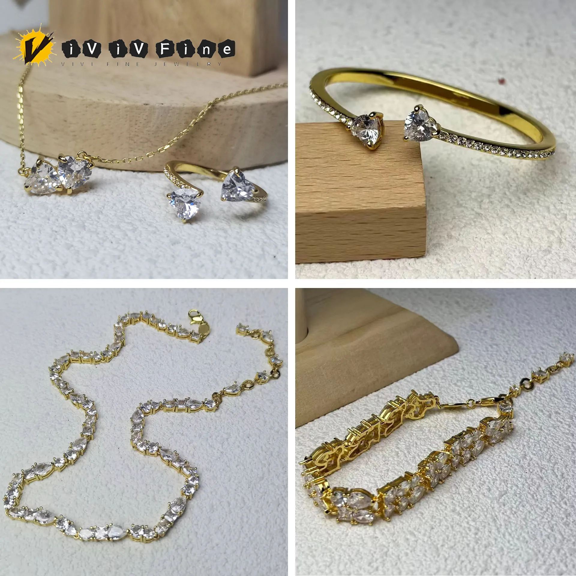 

Новые оригинальные комплекты ювелирных украшений 2025 года, модное золотое ожерелье из нержавеющей стали, браслет, серьги, кольца для женщин, романтические подарки