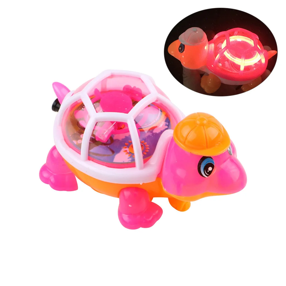 Interactive Light Emitting Turtle for Toddlers Pull String Glow Crawler Educational Developmental Baby Playtime Gift Random