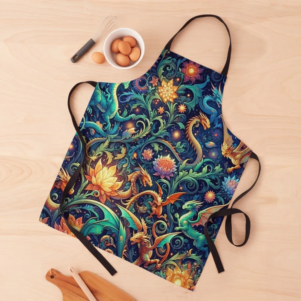 Fantasy Dragon's Eden Apron Waterproof Kitchen Woman Women Kitchen'S Apron