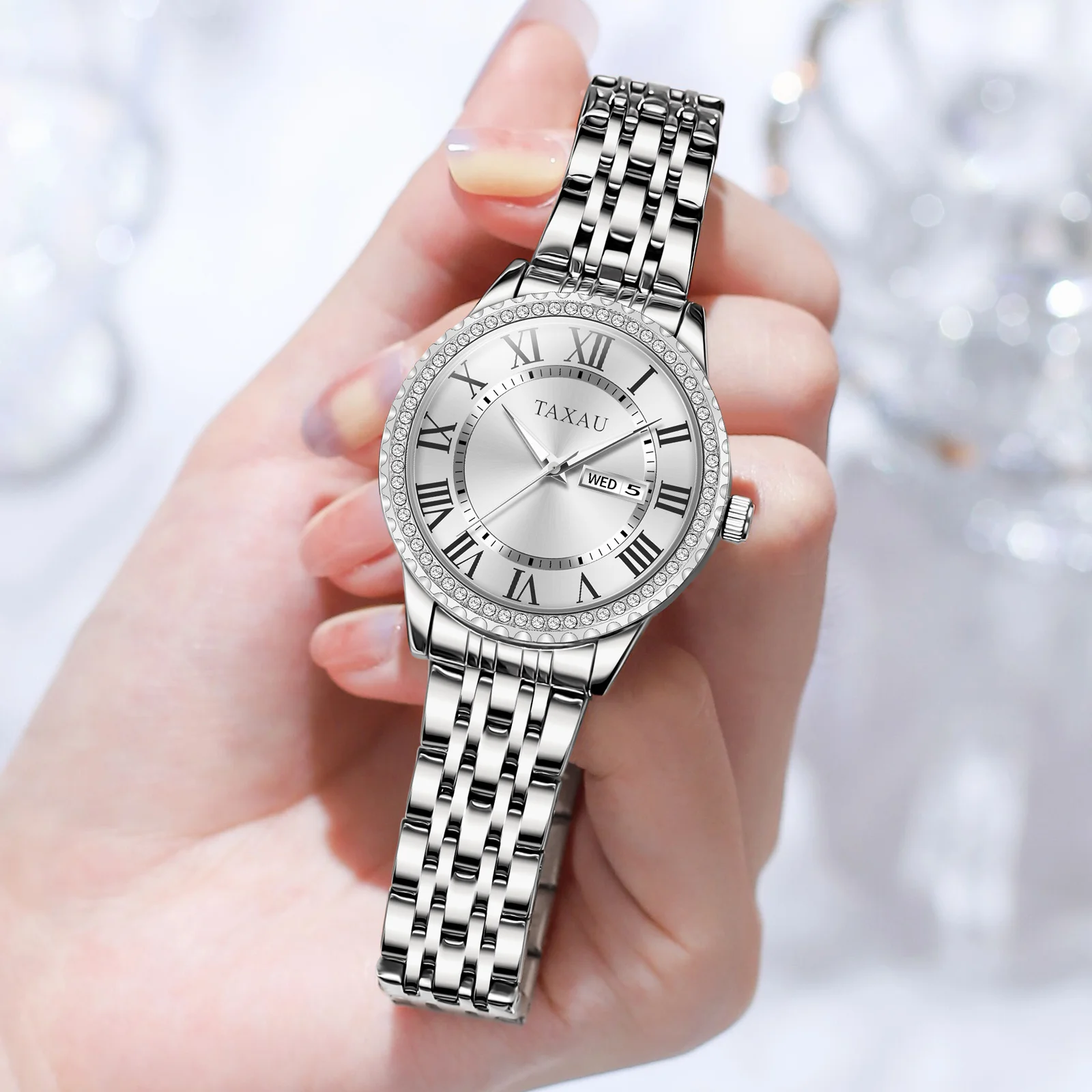 TAXAU Luxury Brand Watch for Women Original High Quality Waterproof Ladies Watches Stainless Steel Fashion Calendar Wristwatches