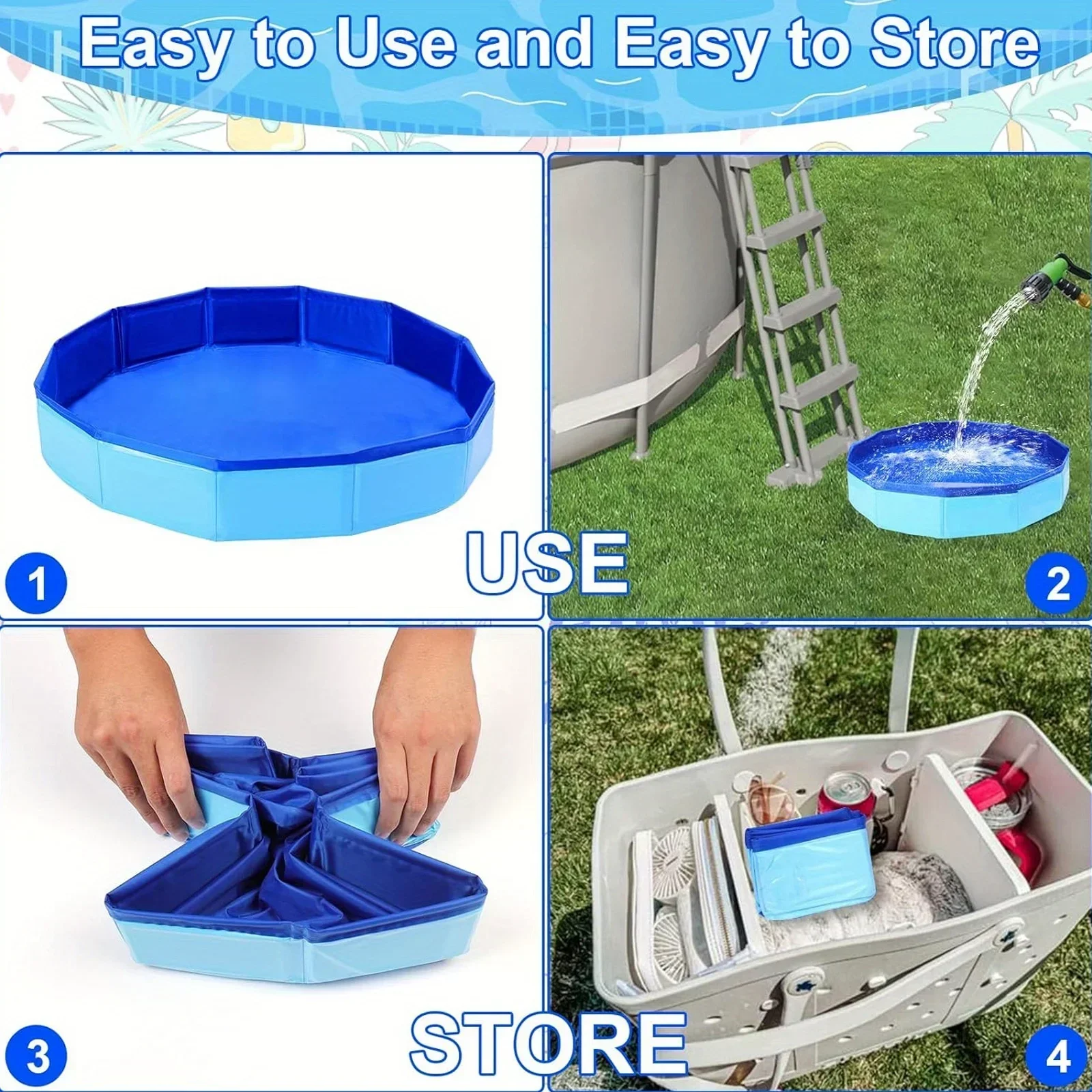 Piscina plegable para perros, bañera de baño para perros pequeños, piscina para interiores y exteriores, bañera de baño fresca, accesorios para mascotas
