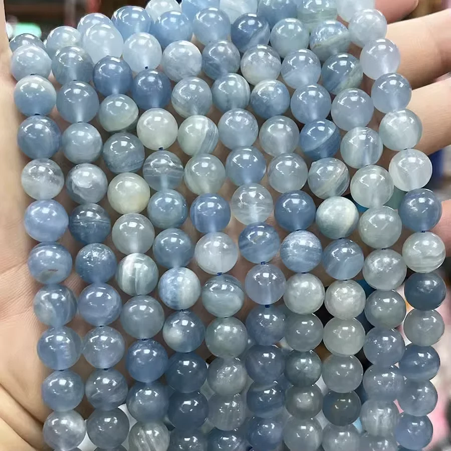 

Круглые свободные бусины из натурального синего кальцита для изготовления ювелирных изделий