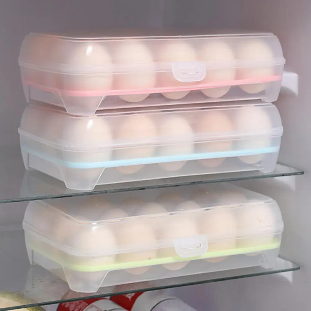 

Egg Basket Storage Containers High Capacity Transparent Visible 15 Grid Refrigerator Egg Fresh-keeping Box Accesorios De Baño