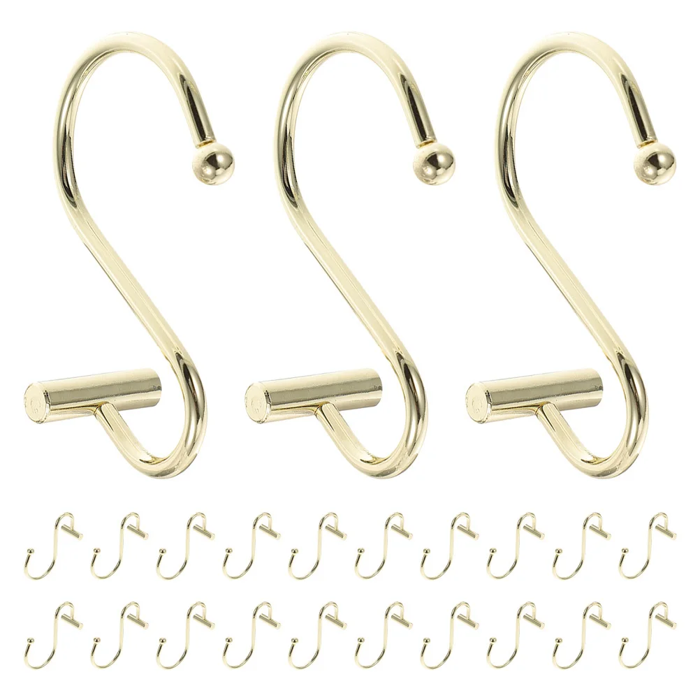 24 قطعة من خطافات ستائر الدش المعدنية، تصميم بسيط، سهل التركيب، مقاوم للصدأ للحمامات وغرف النوم، شماعة ستائر #2