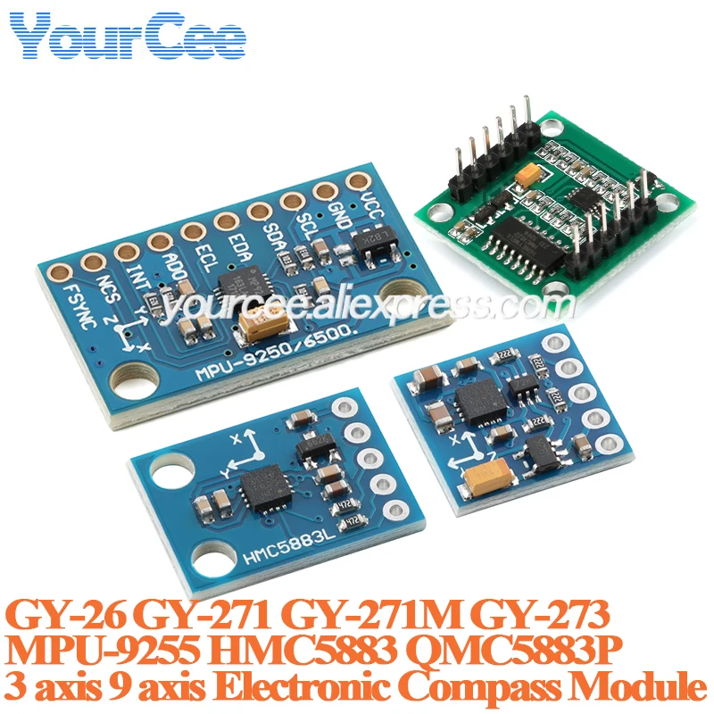 GY-26 Electronic Compass Sensor For GPS Navigation GY-271M GY-271 GY-273 QMC5883P HMC5883 MPU-9255 Electronic Compass Module