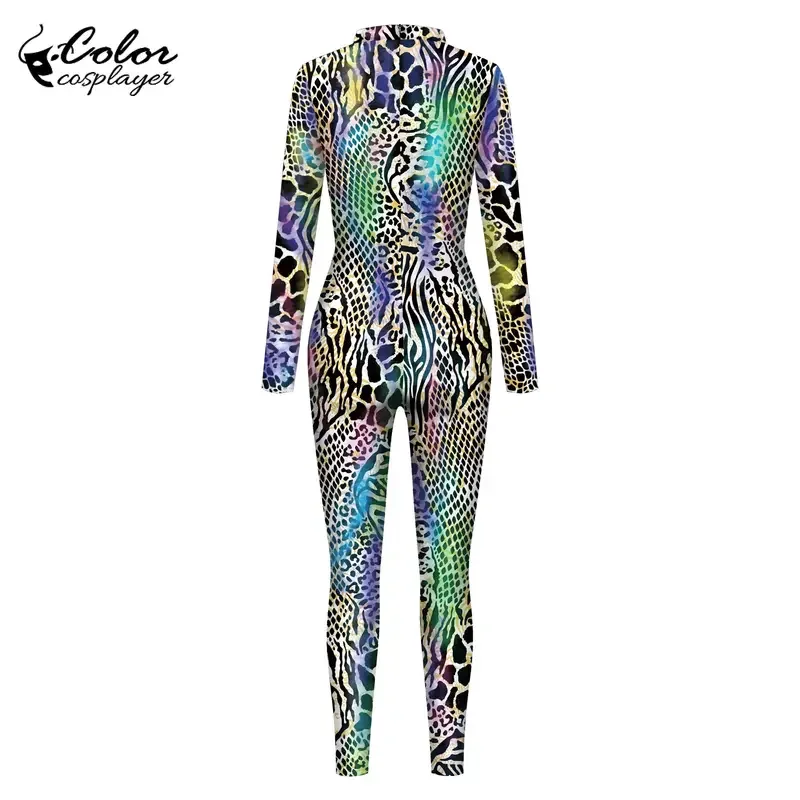 Kleur Cosplayer Spandex Bodysuit Catsuit Fashion Festival Feest Cosplay Kostuum Slang 3d Dier Gedrukt Zentai Jumpsuits Outfit