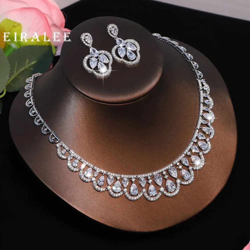 

EIRALEE Indian Necklace And Earring Set Cubic Zirconia Bridal Jewelry Sets For Wedding Women Necklace Party Prom Jewellry Gift