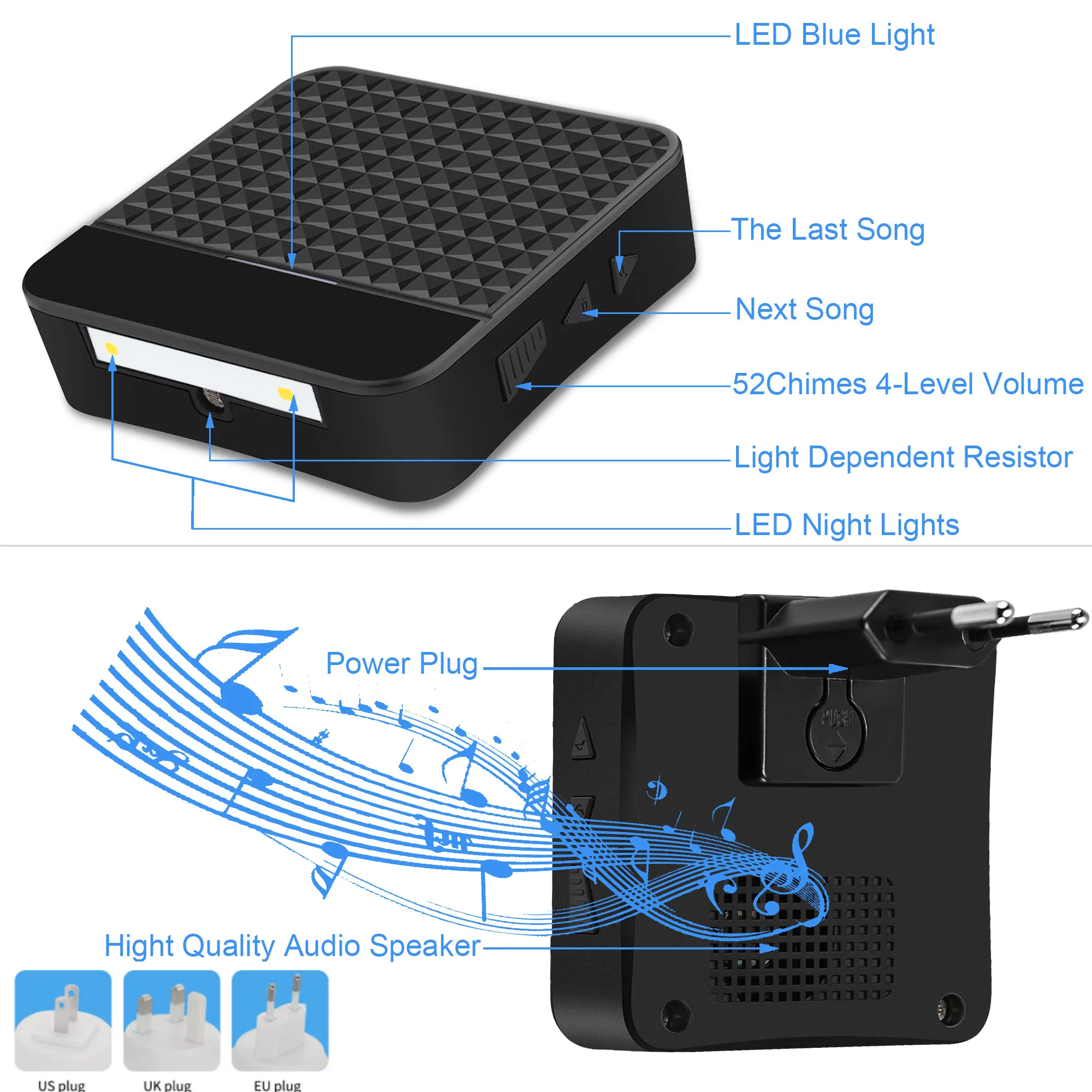 Home Wireless Doorbell Solar Power Welcome Friend Smart Doorbell 300m Long Range Distance IP65 Waterproof Receiver Door Bell Kit