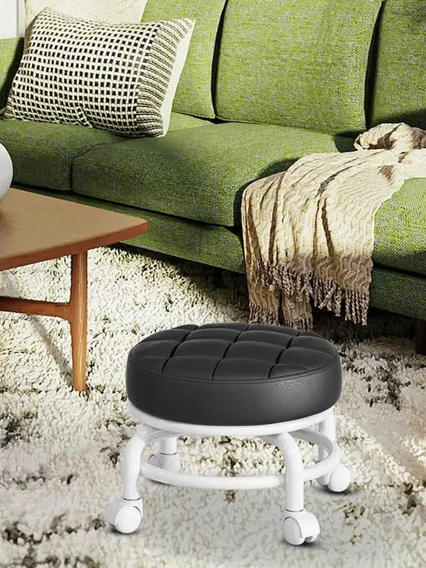 360 Rotating Children Pulley Low Stool Round Rotatable Stool Swivel Stool Household Small Round Stool Rolling Leather RoundSeat