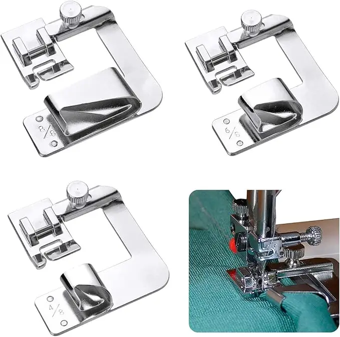 Rolled Hem Presser Foot Wide Hemmer Foot Kit Includes Presser Feet for Low Shank Snap-On Singer Brother Janome Juki and More