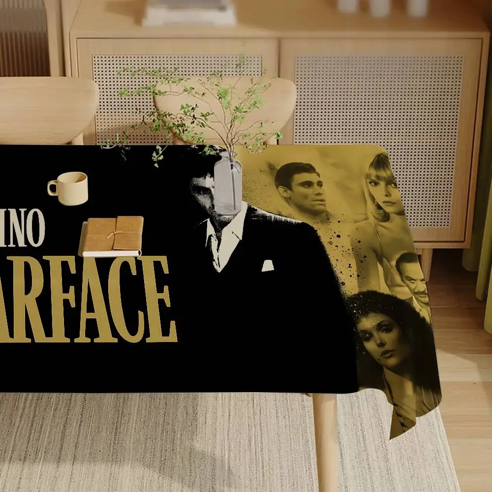 فيلم Scarface أنيمي مفرش المائدة حفل زفاف عيد الميلاد غطاء الطاولة مسح مكتب القماش ديكور يغطي مستطيل