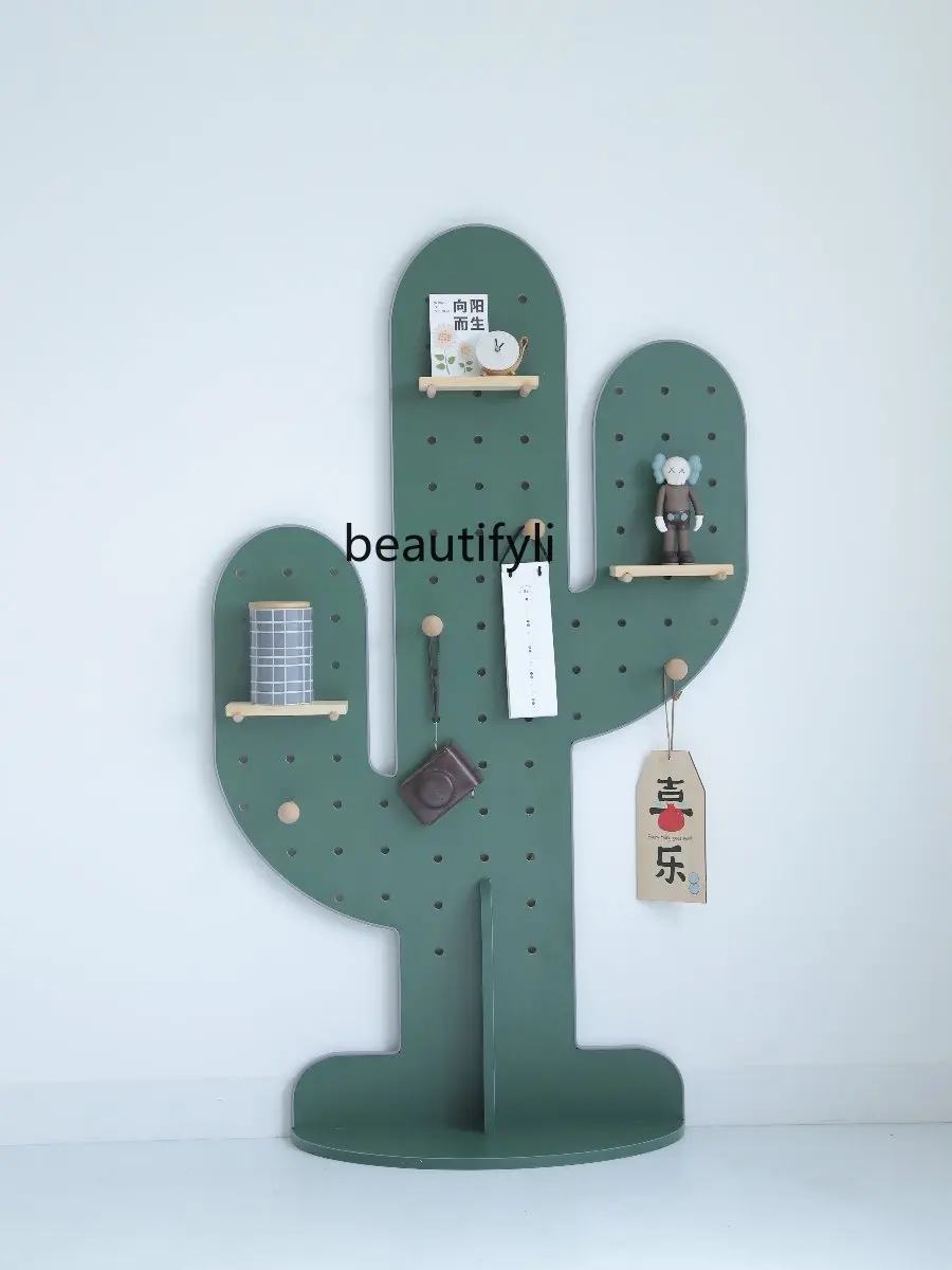 yj Wire-Wrap Board Hanger Clothes Storage Rack Wall Cactus Decorative Display Vertical Coat Hook Floor Storage Rack