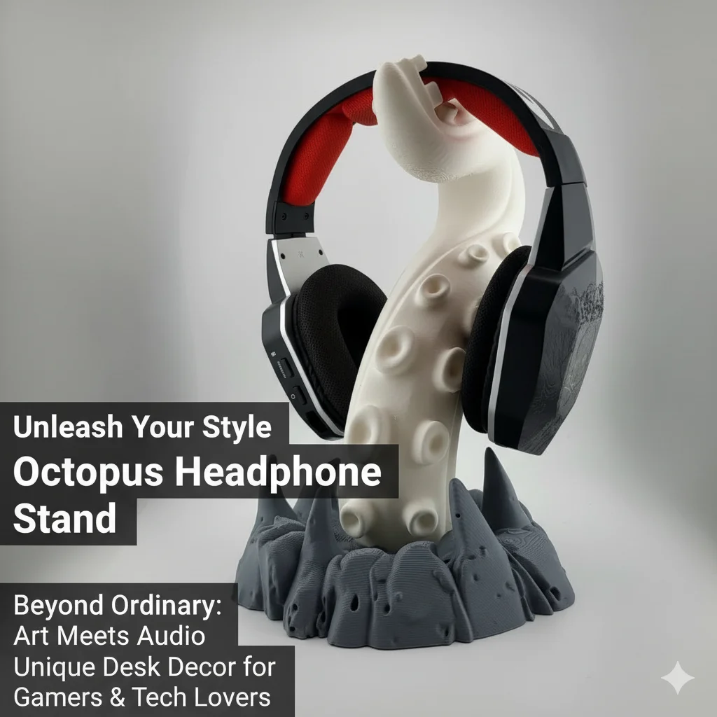 Desk Setup Headphone Stand - Cthulhu Octopus Tentacle Headphone Stand 3D