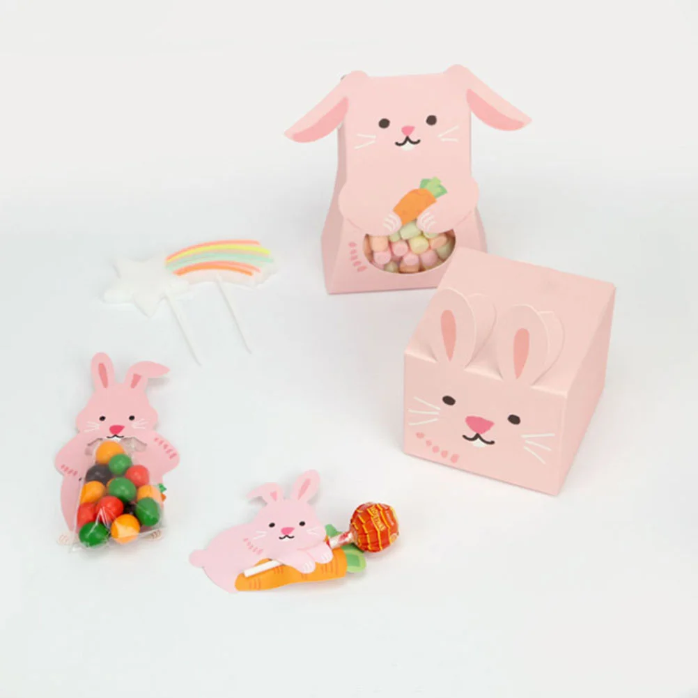 12 Pcs Gift Storage Case Treat Boxes Candy Packaging Decorate Packing Paper Bunny Holiday Cookie