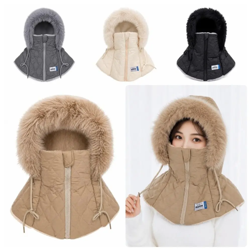 Casual Faux Fur Lined Full Face Balaclava Windproof Warm Winter Head Cover Integrated Face Mask Winter