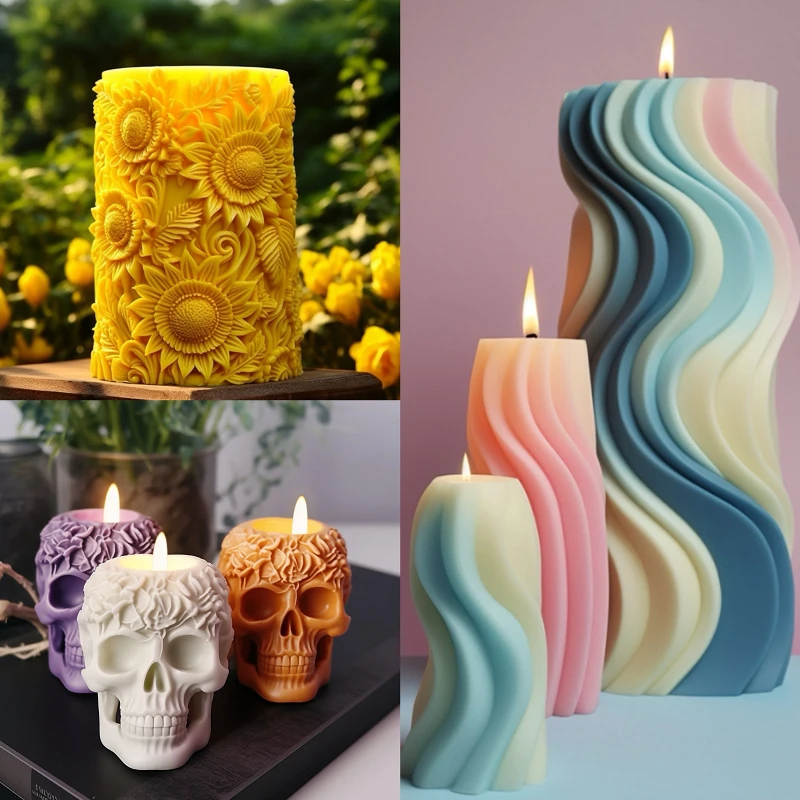 3D Aroma Candle Mould UV Crystal Epoxy Resin Mould Rose Skull,Butterfly,Seashell,Flower Shape Silicone Mould Home Decorations