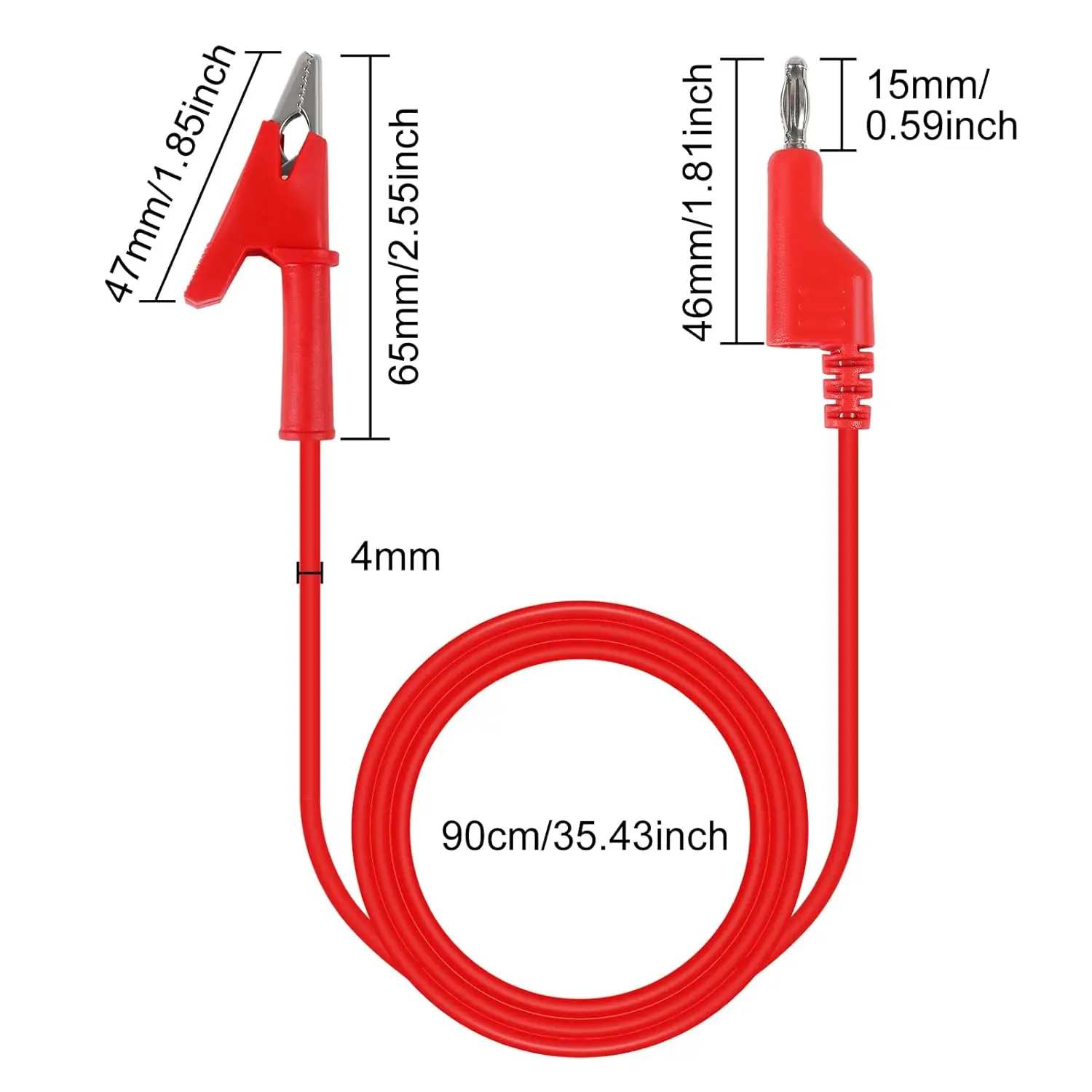 4PCS Stackable 4MM Banana Plug to Alligator Clip Test Lead Wire Cable Banana Plug Test Lead for Electrical Test