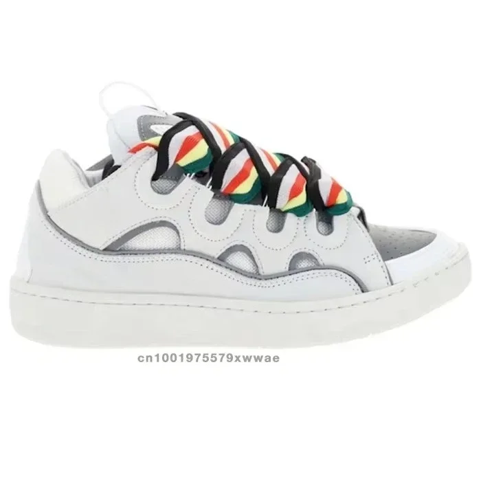 Heren Dames Chunky Lace-Up Skate Sneakers, Casual schoenen met dikke zool, Mode-sneakers met gevlochten veters voor dagelijks gebruik, Streetwear - afbeelding 1