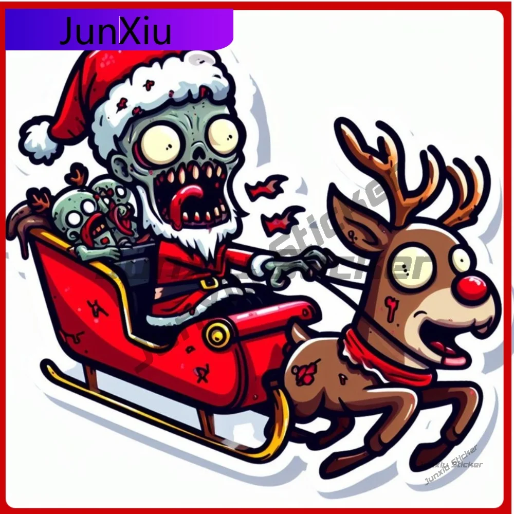 

Trendy Zombie Santa Waterproof Vinyl Sticker UV resistant Decal Car Truck Window Bumper Undead Decoration Scratch Vehicle